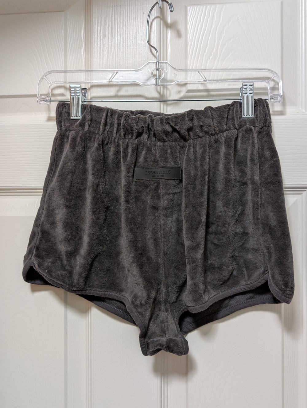 Fear of God Essentials Iron grey velour Beach shorts size Small elastic waist
